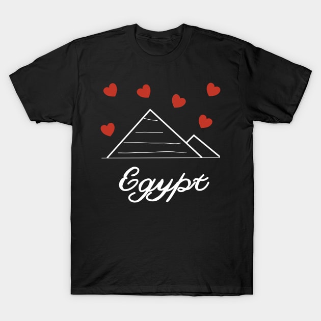 Pyramids Egypt with heart love summer travel vintage T-Shirt by beautifulhandmadeart